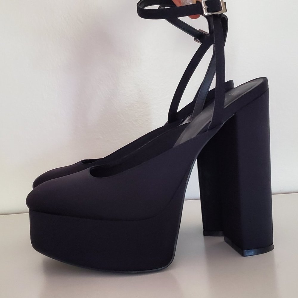 Zara satin platform ankle strap pumps size 38